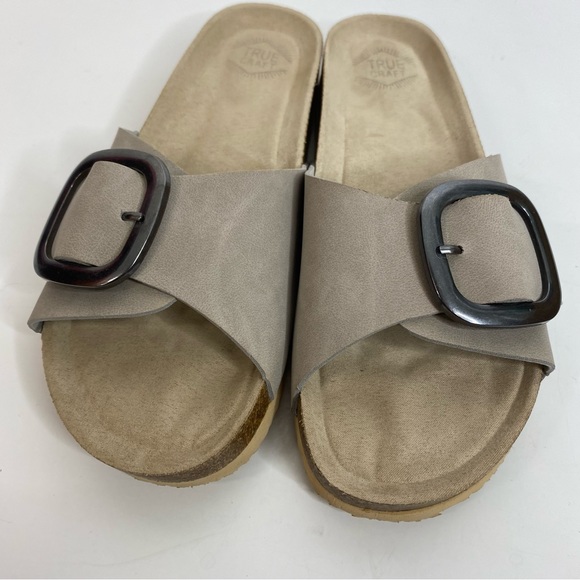 True Craft Taupe Suede Slip On Sandals - Picture 7 of 10